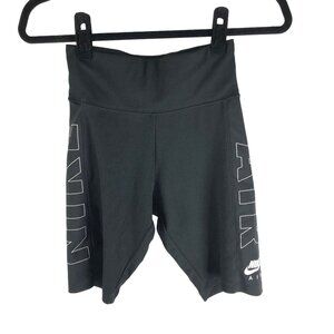 Nike Womens Air Bike Shorts Ribbed Logo Black Size XS